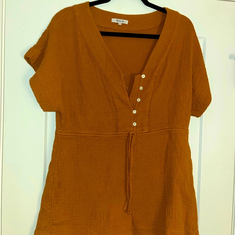 Madewell Gauze Cover-up Drawstring Romper